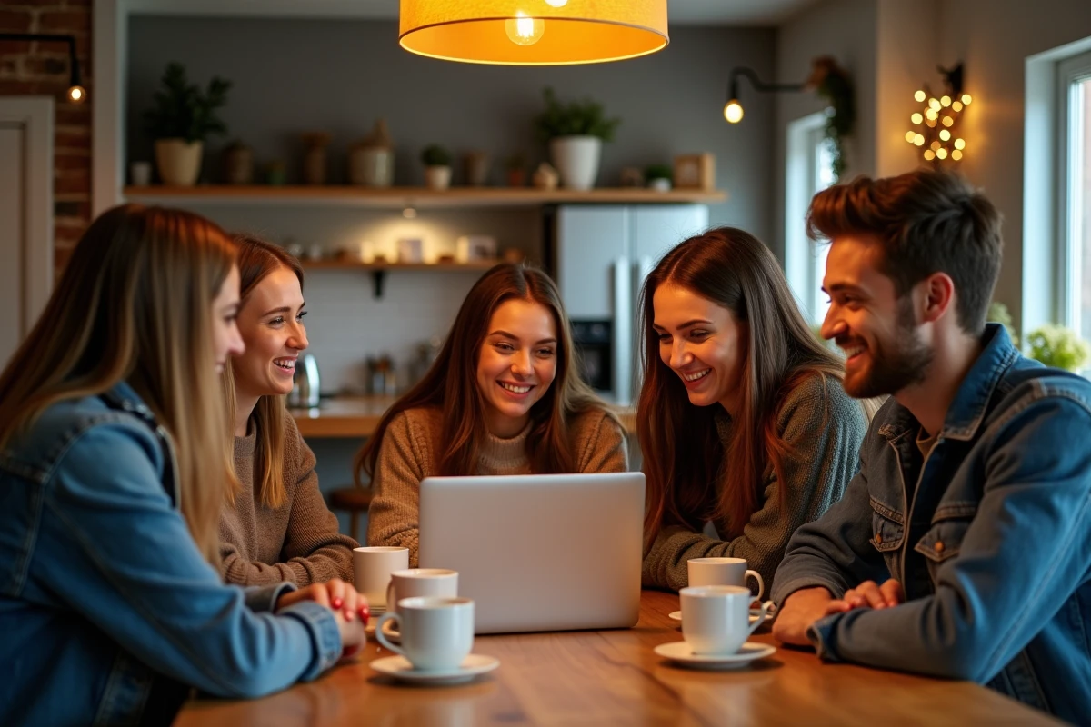 Amis discutant autour d