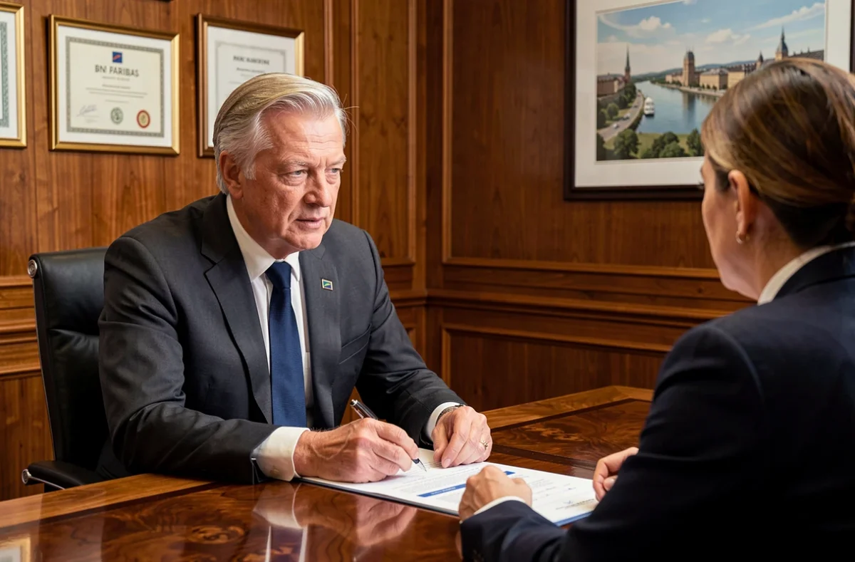 Conseiller bancaire patrimonial BNP Paribas Rouen en réunion client en Seine-Maritime