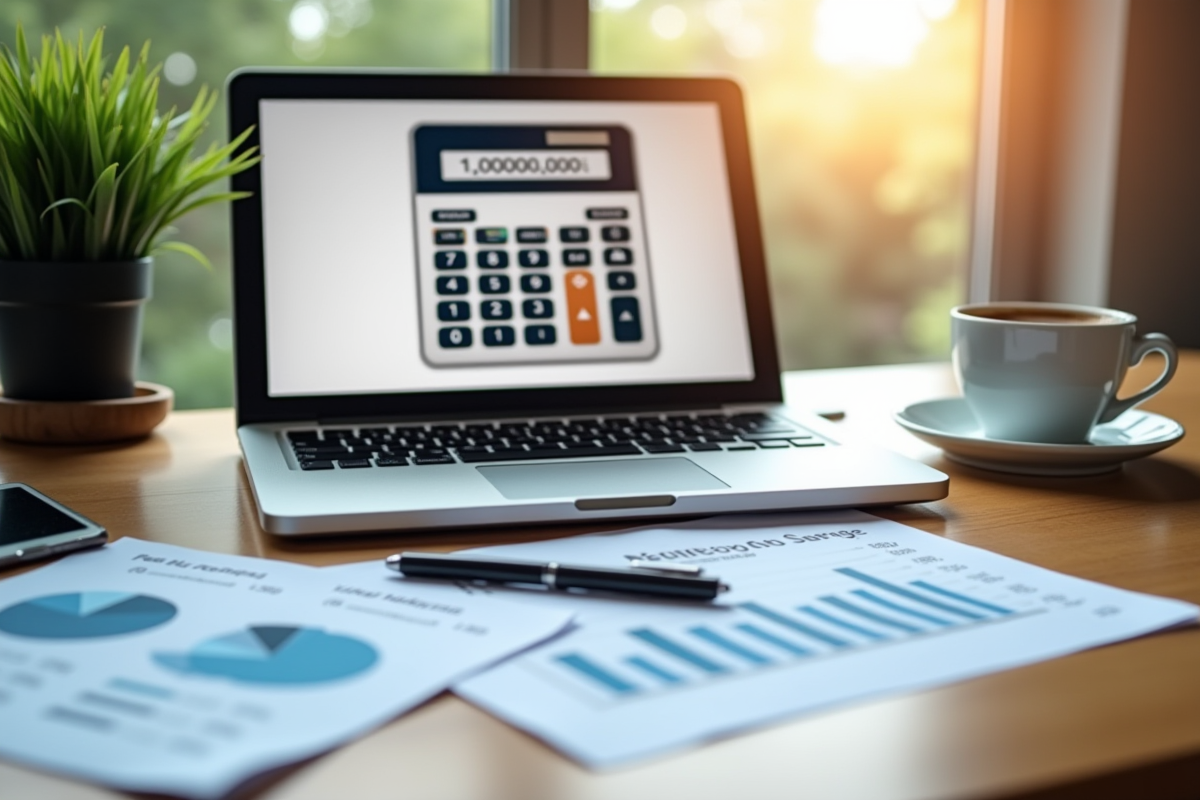Espace de travail avec calculatrice et graphiques de retraite