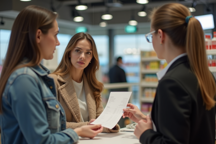 Client frustré avec ticket de caisse au comptoir