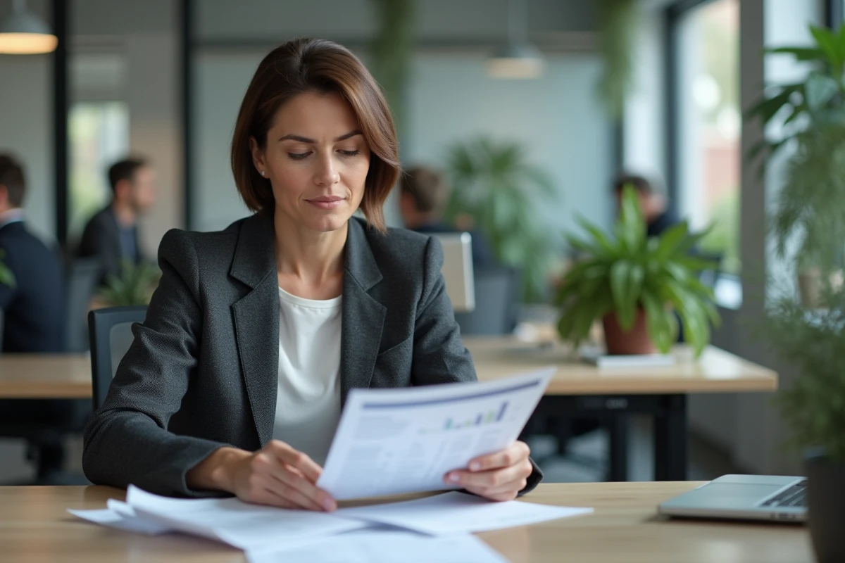 Femme d'affaires en réunion dans un bureau moderne