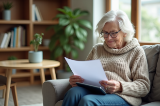 Femme handicapée dans un salon confortable et lumineux