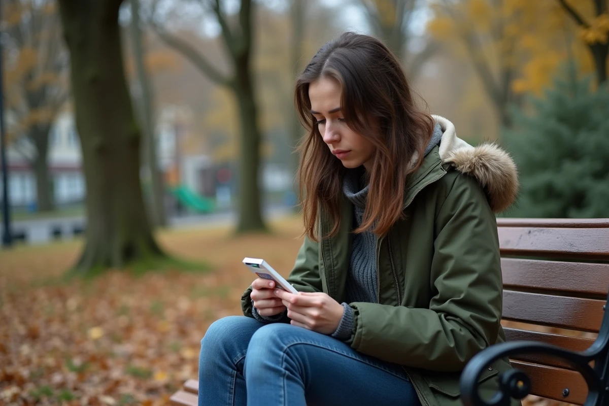 Jeune femme assise dans un parc avec cigarette
