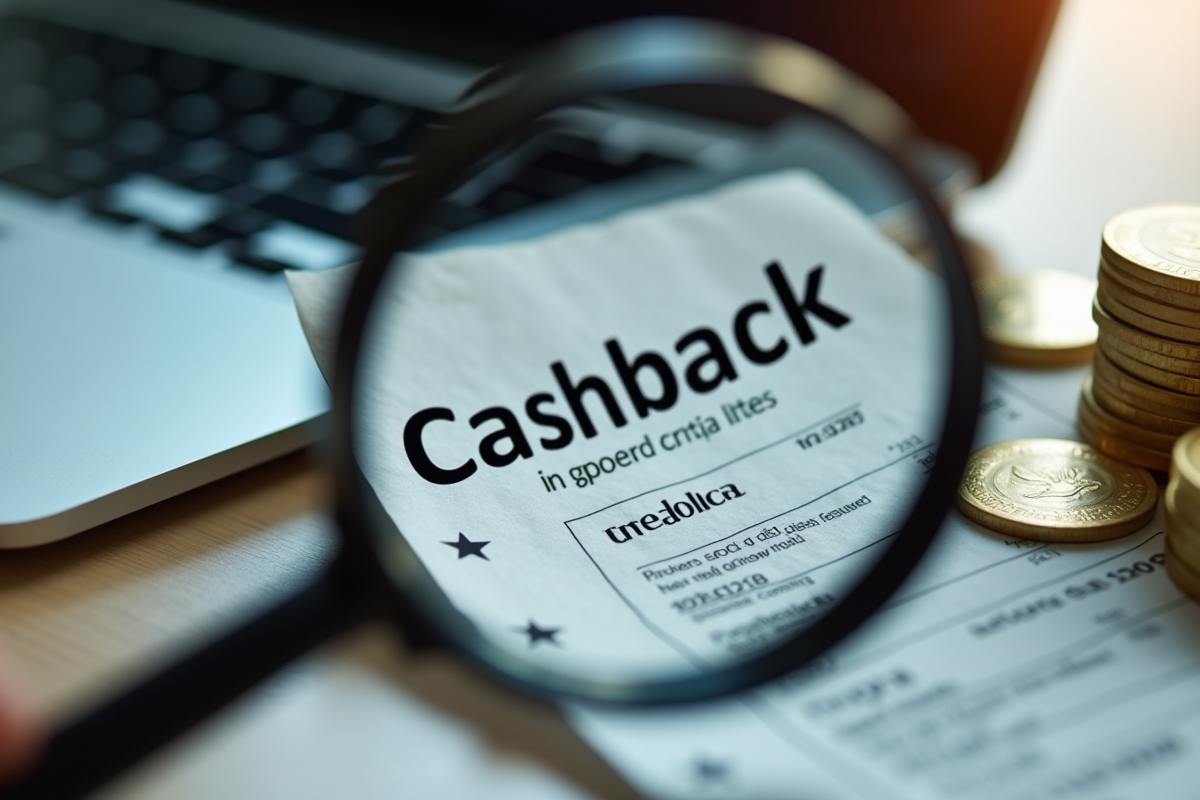 Zoom sur le mot cashback sur des reçus et pièces de monnaie