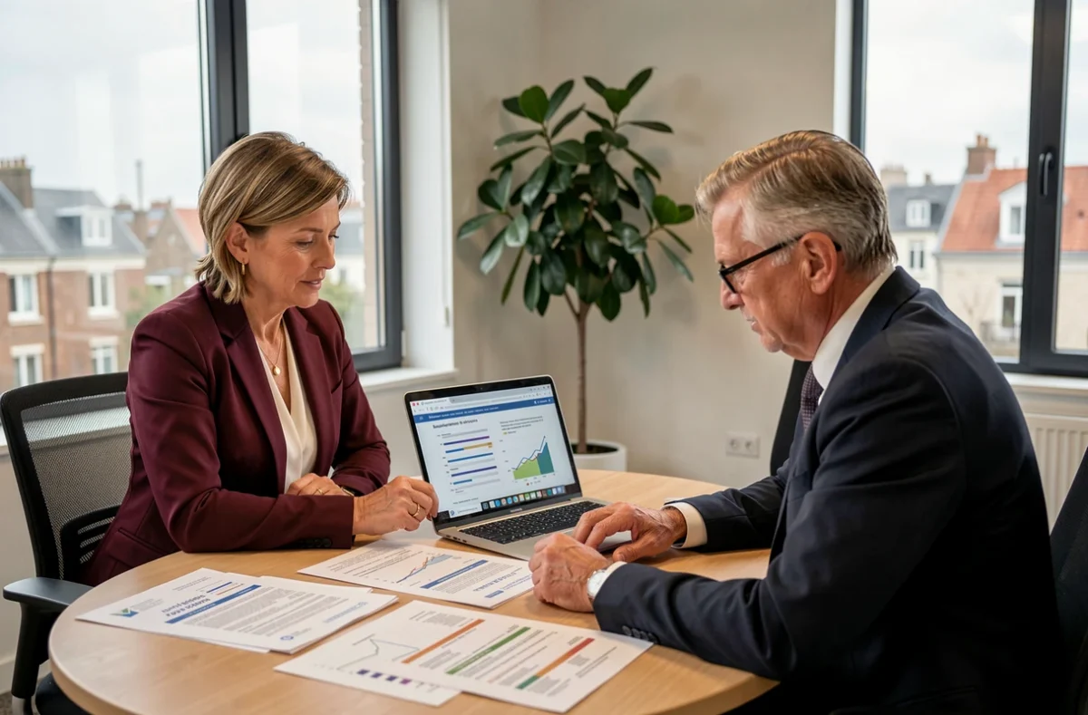 Conseillère patrimoniale du Groupe APICIL en réunion avec un client à Rouen