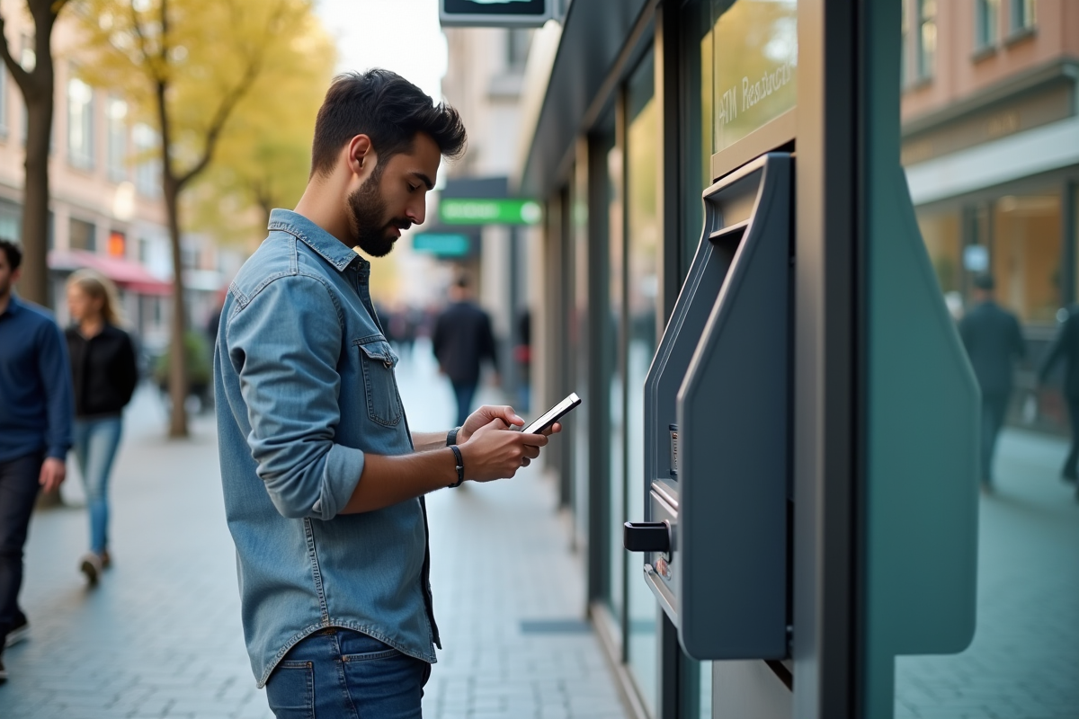 Jeune homme effectuant un transfert d