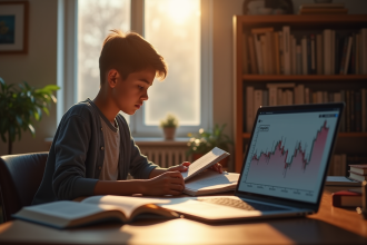 Jeune personne lisant un livre options 101 dans un cadre chaleureux