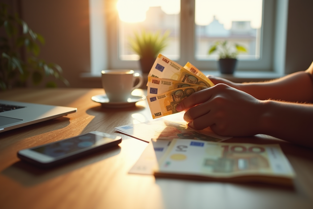 Mains comptant des billets d