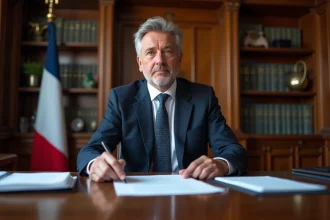 Maire homme en costume dans son bureau municipal