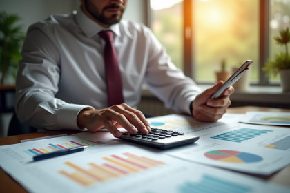 Personne bien habillee analysant des graphiques et documents fiscaux