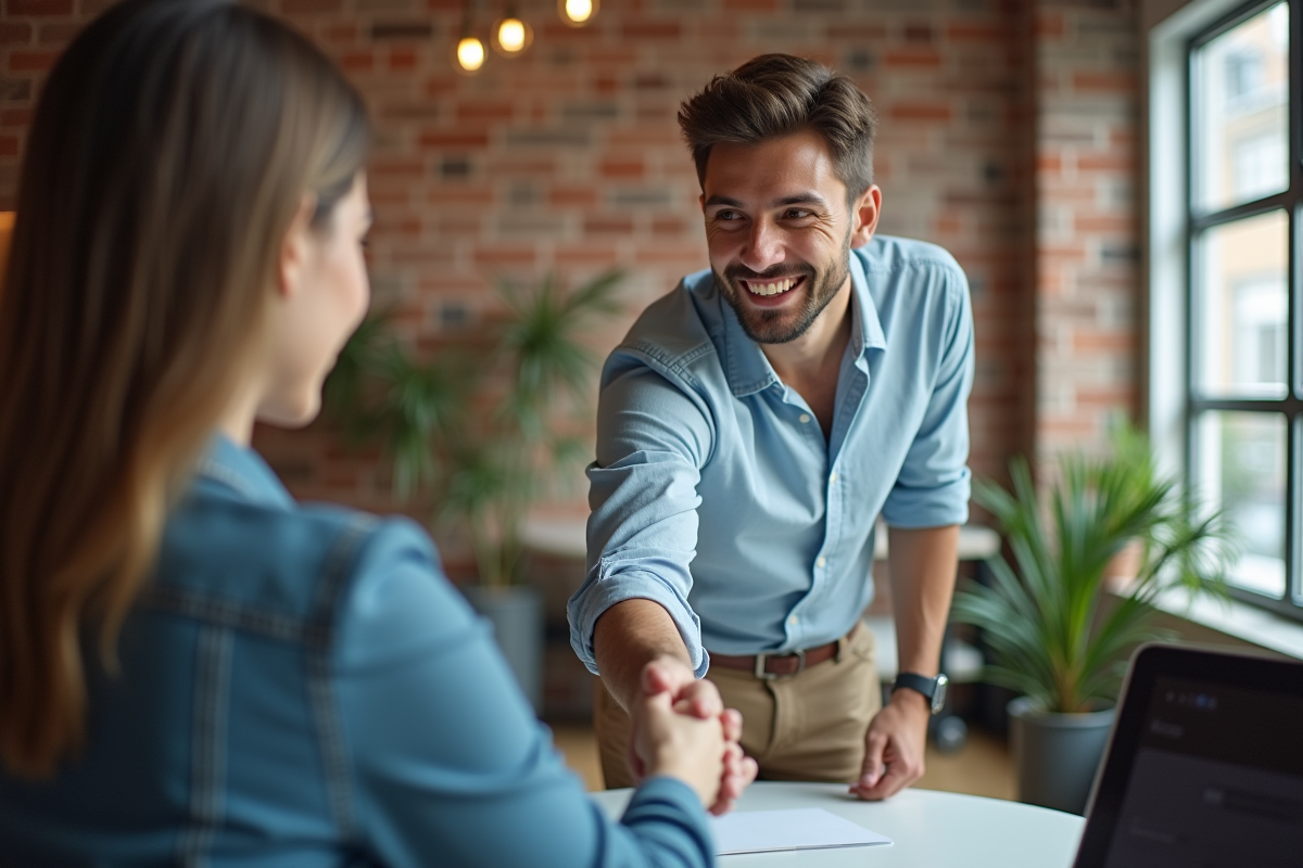 Jeune homme serrant la main d